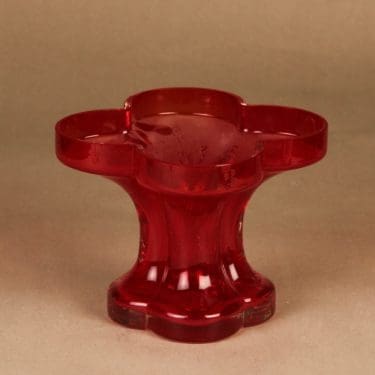 Riihimäen lasi Onnenlehti maljakko, rubiininpunainen, suunnittelija Helena Tynell,