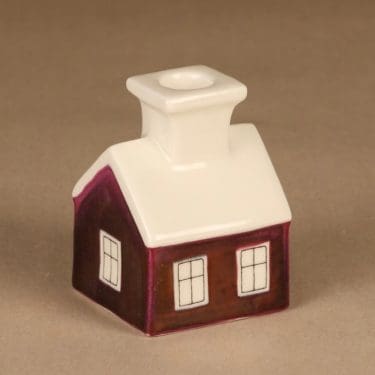 Arabia HLS kynttilänjalka, punainen, suunnittelija Heljä Liukko-Sundström, talo