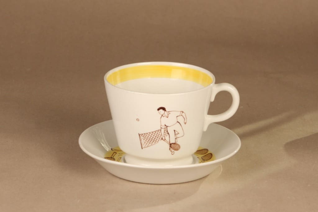 Arabia Harraste kaakaokuppi, Tennis, suunnittelija Raija Uosikkinen, Tennis, kuparipainokoriste