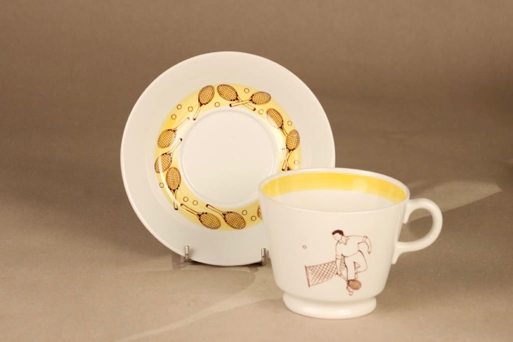 Arabia Harraste kaakaokuppi, Tennis, suunnittelija Raija Uosikkinen, Tennis, kuparipainokoriste kuva 2