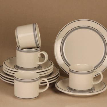 Arabia Usva kahviastiasto, kuudelle, 6 kpl, suunnittelija Anja Jaatinen-Winquist, kuudelle, raitakoriste