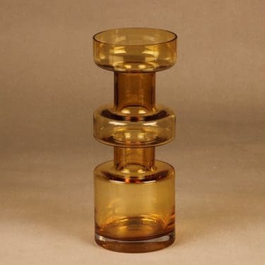 Riihimäen lasi maljakko, amber, suunnittelija Tamara Aladin, suuri