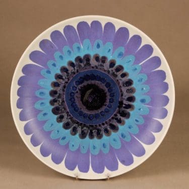 Arabia Kuutamo tarjoilulautanen, käsinmaalattu, suunnittelija Hilkka-Liisa Ahola, käsinmaalattu, käsinmaalattu, signeerattu