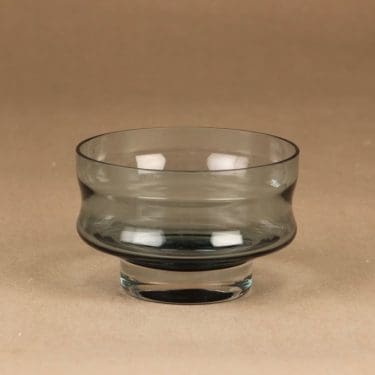 Riihimäen lasi Erkki jälkiruokakulho, siniharmaa, suunnittelija Erkkitapio Siiroinen,