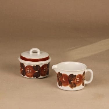 Arabia Rosmarin sokerikko ja kermakko, käsinmaalattu, suunnittelija Ulla Procope, käsinmaalattu