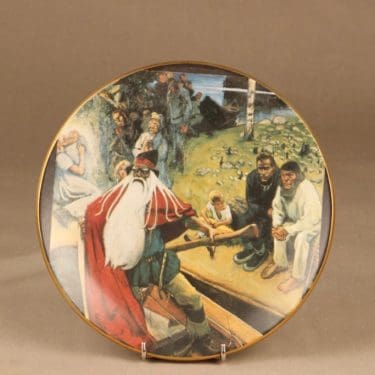 Arabia Kalevala seinälautanen, Väinämöisen lähtö, suunnittelija Akseli Gallen-Kallela, Väinämöisen lähtö, serikuva, Kalevala