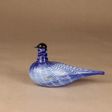 Nuutajärvi Lintu Sininen, signeerattu, suunnittelija Oiva Toikka, signeerattu