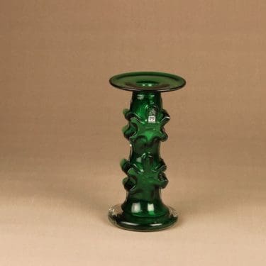 Riihimäen lasi Kasperi kynttilänjalka, signeerattu, suunnittelija Erkkitapio Siiroinen, signeerattu