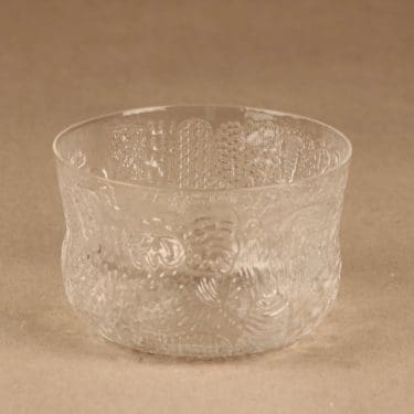 Nuutajärvi Fauna jälkiruokakulho, kirkas, suunnittelija Oiva Toikka, eläinaihe