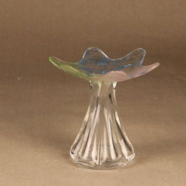 Riihimäen lasi Kukkainen maljakko, signeerattu, suunnittelija Helena Tynell, signeerattu