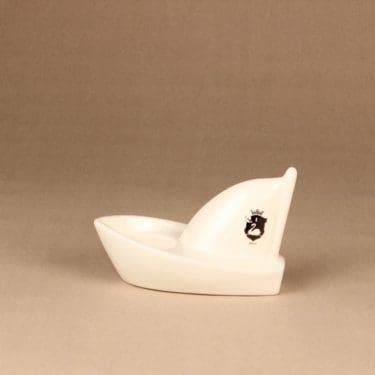 Arabia HLS tuikkuvene, tilaustyö, suunnittelija Heljä Liukko-Sundström, tilaustyö, kynttilänjalka, vene