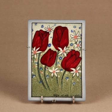 Arabia Täysin sydämin seinälaatta, suunnittelija Heljä Liukko-Sundström, serikuva, kukka