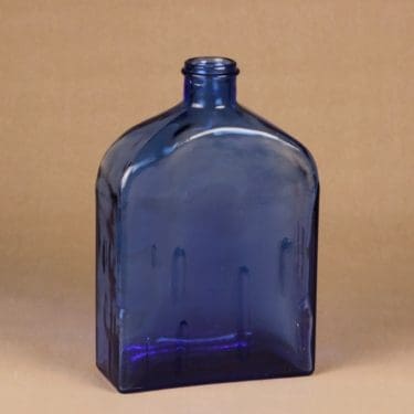 Riihimäen lasi Lankkupullo koristepullo, sininen, suunnittelija Helena Tynell, suuri