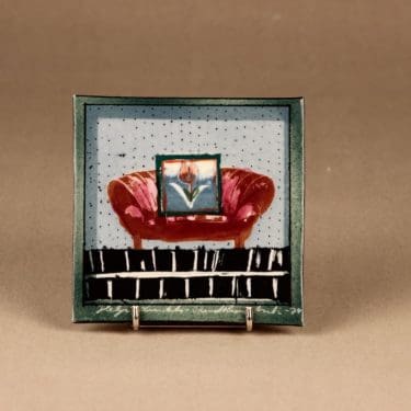 Arabia Uniikki seinälaatta, Sohva, suunnittelija Heljä Liukko-Sundström, Sohva, signeerattu