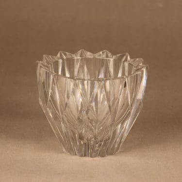 Riihimäen lasi Lumpeenkukka Malja, signeerattu, suunnittelija Aimo Okkolin, signeerattu, signeerattu