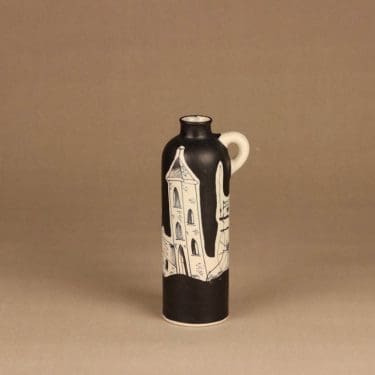 Kupittaan savi maljakko, käsinmaalattu, suunnittelija H.C. von Rumsolukin, käsinmaalattu, signeerattu