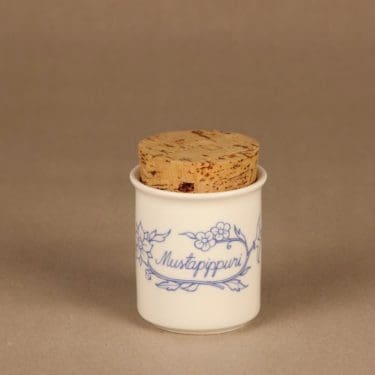 Arabia Sininen keittiö maustepurkki, mustapippuri, suunnittelija , mustapippuri, serikuva