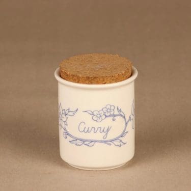 Arabia Sininen keittiö maustepurkki, curry, suunnittelija , curry, serikuva