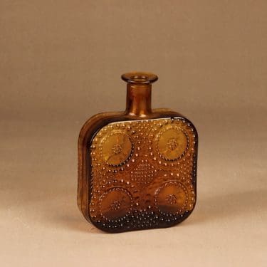 Riihimäen lasi Grapponia koristepullo, ruskea, suunnittelija Nanny Still,