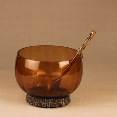 Turun Hopea/Nuutajärvi Kaarna boolimalja ja -kauha, ruskea, suunnittelija Pentti Sarpaneva, pronssivanne