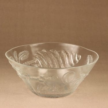 Nuutajärvi Pioni kulho, kirkas, suunnittelija Oiva Toikka, kukka