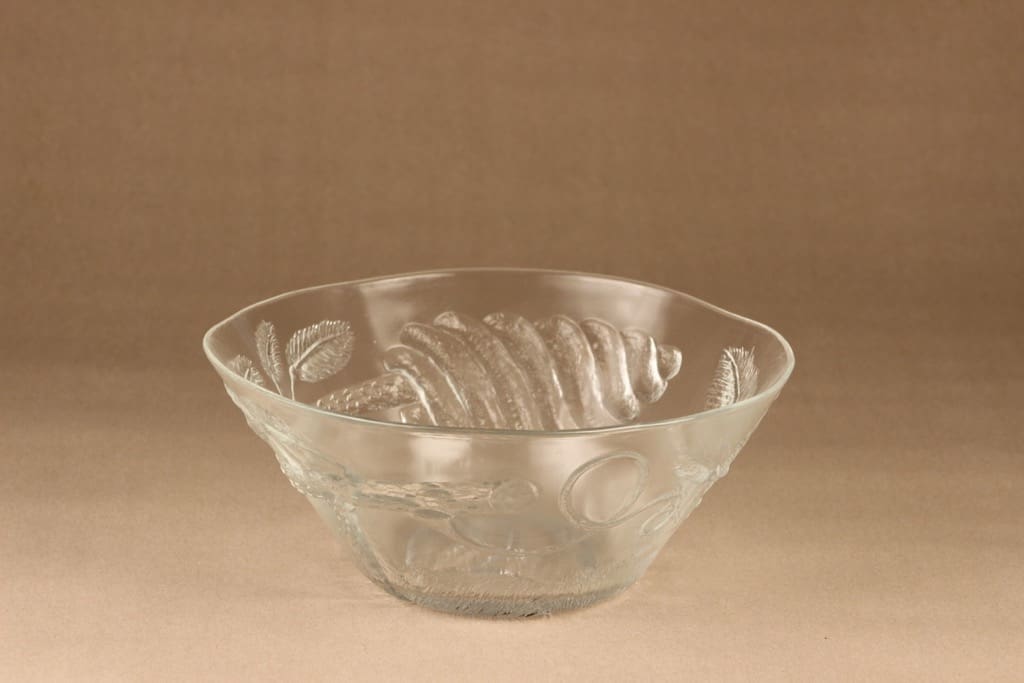 Nuutajärvi Pioni kulho, kirkas, suunnittelija Oiva Toikka, kukka