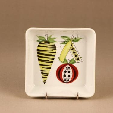 Arabia Vegeta kulho, neliskulmainen, suunnittelija Esteri Tomula, neliskulmainen, vihannes, käsinmaalattu