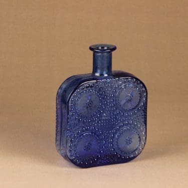 Riihimäen lasi Grapponia pullo, sininen, suunnittelija Nanny Still,