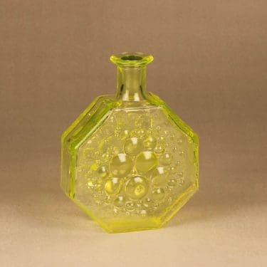 Riihimäen lasi Stella Polaris koristepullo, keltainen, suunnittelija Nanny Still,