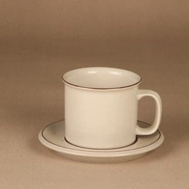 Arabia Fennica muki ja asetti, 40 cl, suunnittelija Richard Lindh, 40 cl, suuri, raidallinen