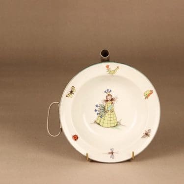 Arabia Satuprinsessa lasten lautanen, metallisella vesisäiliöllä, suunnittelija Esteri Tomula, metallisella vesisäiliöllä, satu, prinsessa