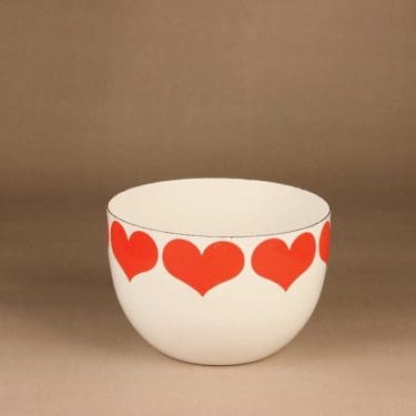 Finel Sydän bowl, white, red, designer Kaj Franck