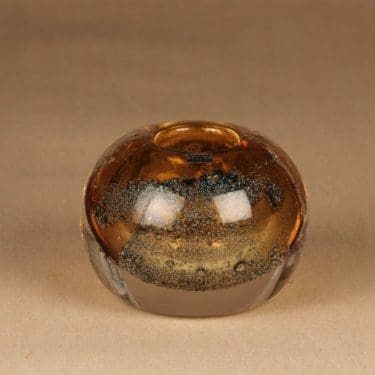 Nuutajärvi Vulcano taidelasi, signeerattu, suunnittelija Heikki Orvola, signeerattu, massiivinen, signeerattu