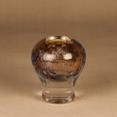 Nuutajärvi Vulcano taidelasi, signeerattu, suunnittelija Heikki Orvola, signeerattu, massiivinen, signeerattu