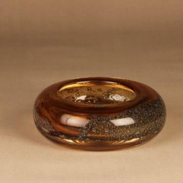 Nuutajärvi Vulcano taidelasi, signeerattu, suunnittelija Heikki Orvola, signeerattu, massiivinen, signeerattu