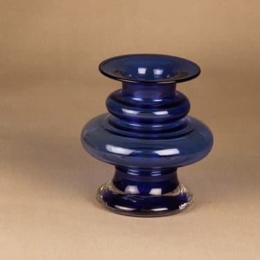 Riihimäen lasi Tornado maljakko, sininen, suunnittelija Tamara Aladin, signeerattu