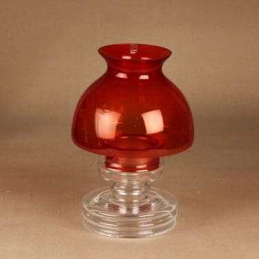 Riihimäen lasi Apollo kynttilälyhty, oranssi, suunnittelija Nanny Still,