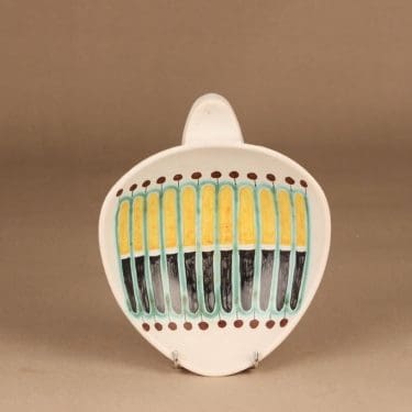 Kupittaan savi kulho, käsinmaalattu, suunnittelija Gudrun Raunio, käsinmaalattu, signeerattu