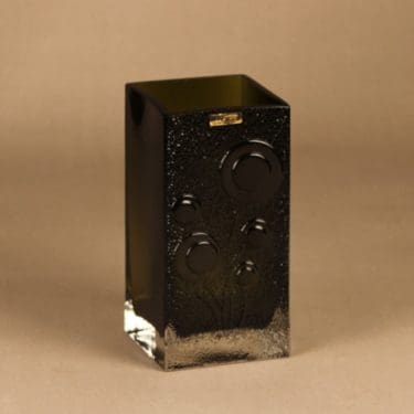 Riihimäen lasi Lucullus maljakko, vihreä, suunnittelija Nanny Still, massiivinen