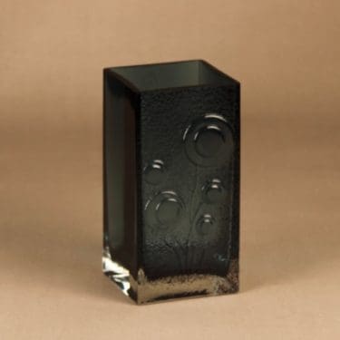 Riihimäen lasi Lucullus maljakko, siniharmaa, suunnittelija Nanny Still, massiivinen