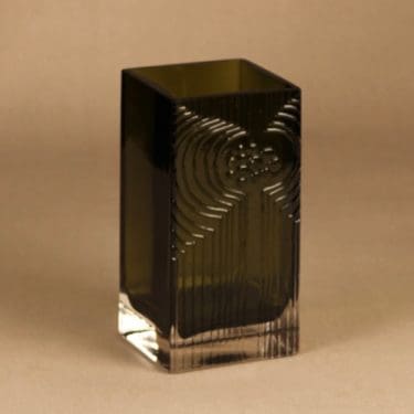 Riihimäen lasi Lucullus maljakko, vihreä, suunnittelija Nanny Still, massiivinen