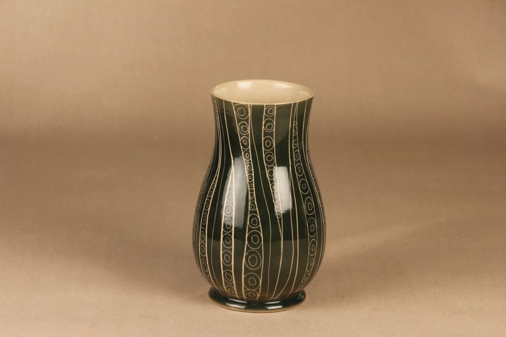 Arabia Siena maljakko, käsinraaputettu, suunnittelija Raija Uosikkinen, käsinraaputettu