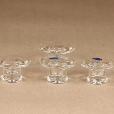 Nuutajärvi Lumme kynttilänjalka, kirkas, 4 kpl, suunnittelija Kerttu Nurminen, kukka, pieni