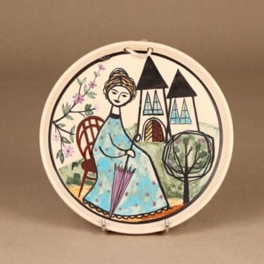 Kupittaan savi seinätaulu, käsinmaalattu, suunnittelija Laila Zink, käsinmaalattu, signeerattu