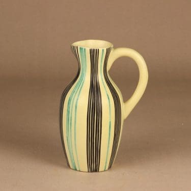 Kupittaan savi maljakko, käsinmaalattu, suunnittelija , käsinmaalattu, raidallinen