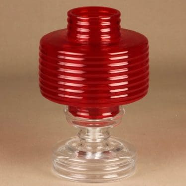 Riihimäen lasi Apollo kynttilälyhty, punainen, suunnittelija Nanny Still, Kaksi-osainen