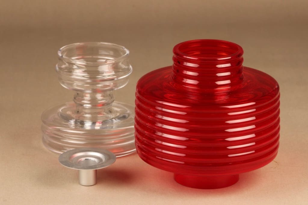 Riihimäen lasi Apollo kynttilälyhty, punainen, suunnittelija Nanny Still, Kaksi-osainen kuva 2