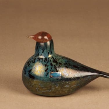 Nuutajärvi Yrityslintu, Lepinkäinen, suunnittelija Oiva Toikka, Lepinkäinen, signeerattu, tilaustyö, vuosilintu