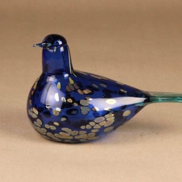 Nuutajärvi yrityslintu, Sinikki, suunnittelija Oiva Toikka, Sinikki, signeerattu