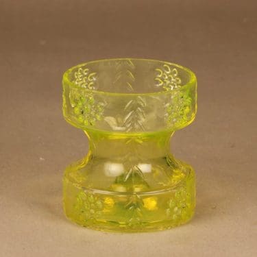 Riihimäen lasi Mesimarja kääntömaljakko, keltainen, suunnittelija Tamara Aladin,